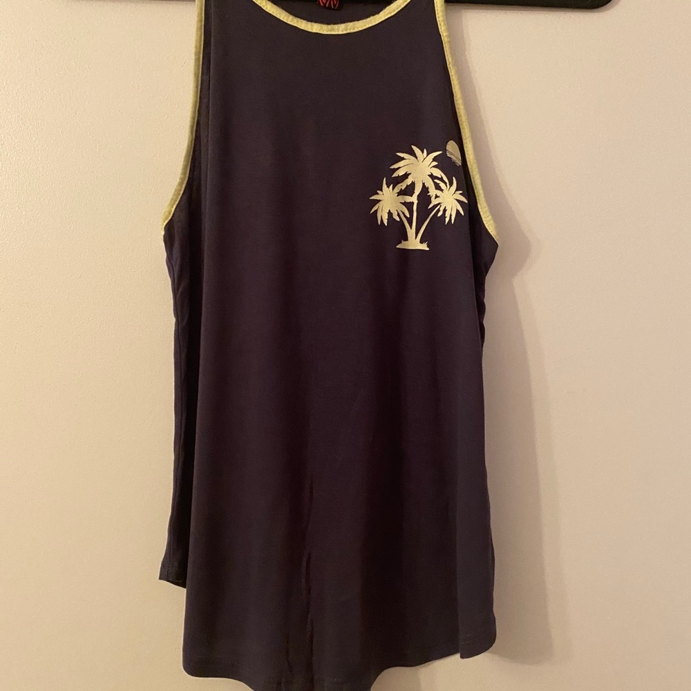 Never worn cute top. Navy and yellow